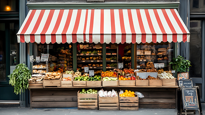 Auvent au-dessus d'une boutique