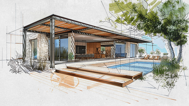 Skizze mit Tipps zur Konstruktion eines Terrassendaches