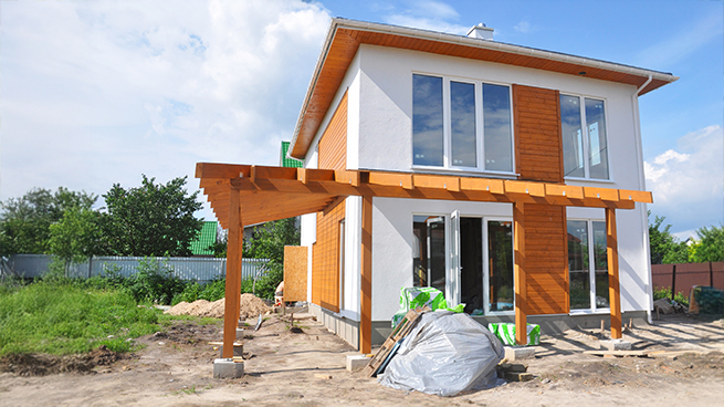 Neubau mit angebauter Terrassenüberdachung Marke Eigenbau