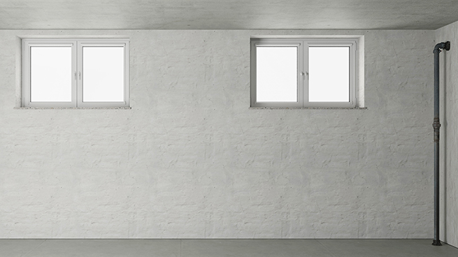 Kellerfenster in aufgeräumten Kellerraum