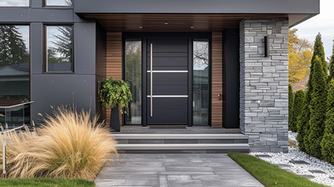 Anthrazitfarbene Haustür aus Aluminium