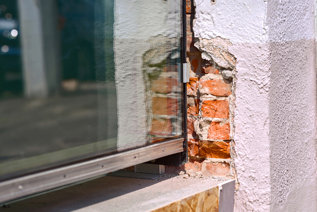 Fensteranschluss zum Mauerwerk ist noch nicht abgedichtet