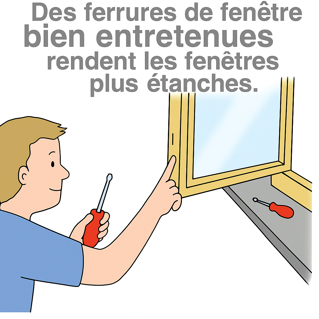 Infobild: gut gewartete Fensterbeschläge machen die Fenster dichter