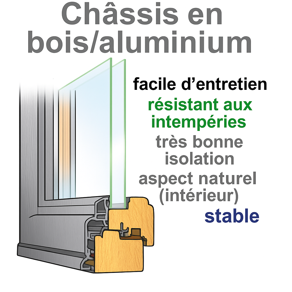 Infobild Vorteile von Fensterrahmen aus Holz und Aluminium