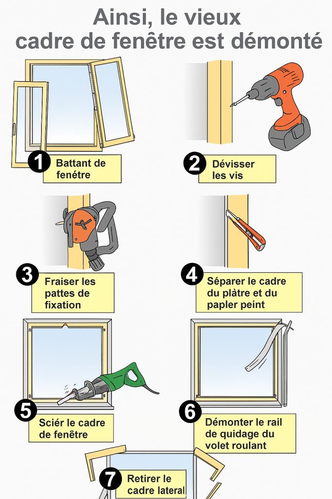 Infobild Anleitung Fenster ausbauen Schritte