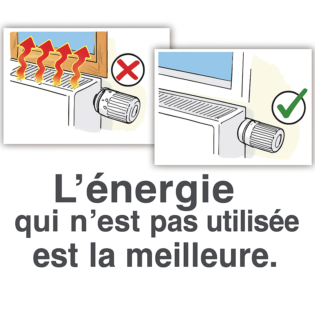 Infobild Verschwendung von Energie über Heizkörper undichte Fenster