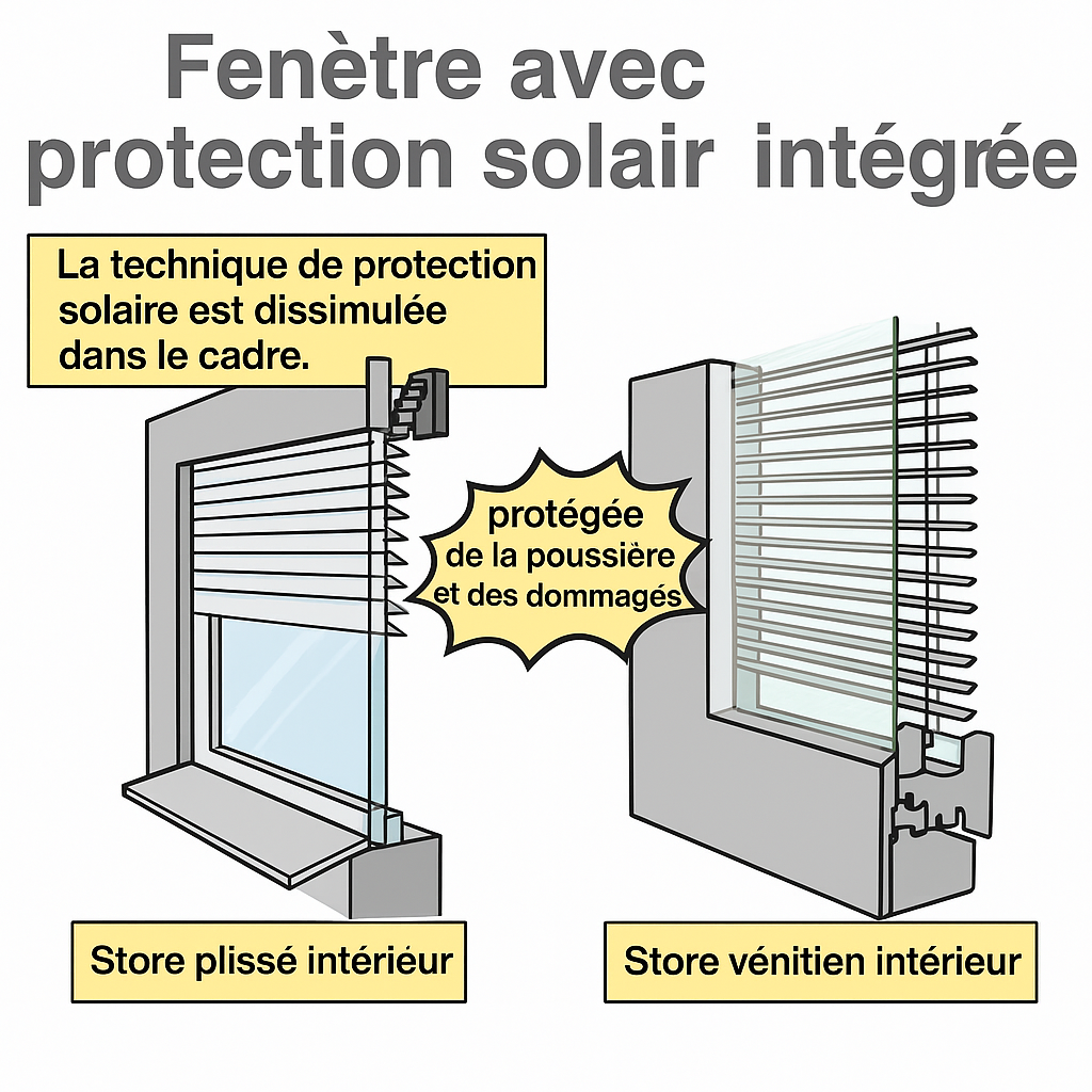Infobild Fenster mit integriertem Sonnenschutz