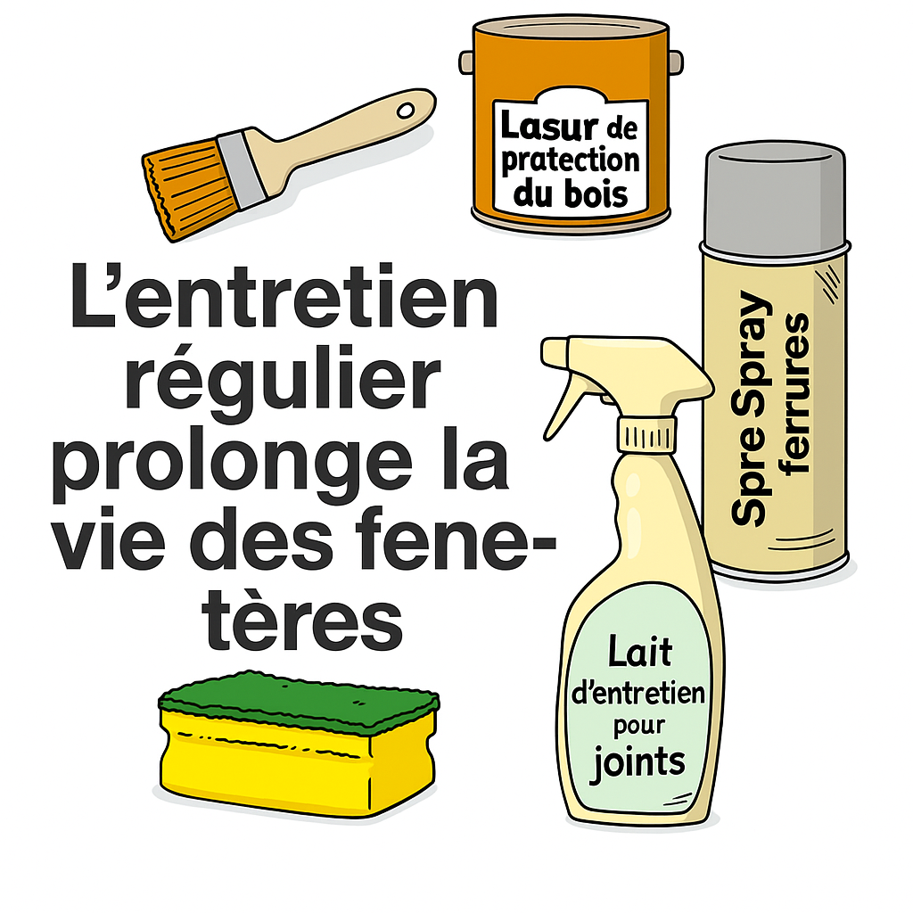 Image d'information L'entretien régulier prolonge la durée de vie de la fenêtre en bois