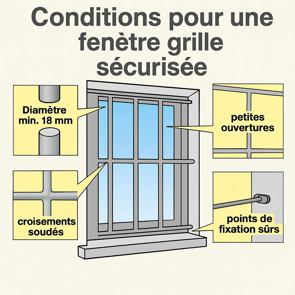 Infobild Voraussetzungen für ein sicheres Fenstergitter