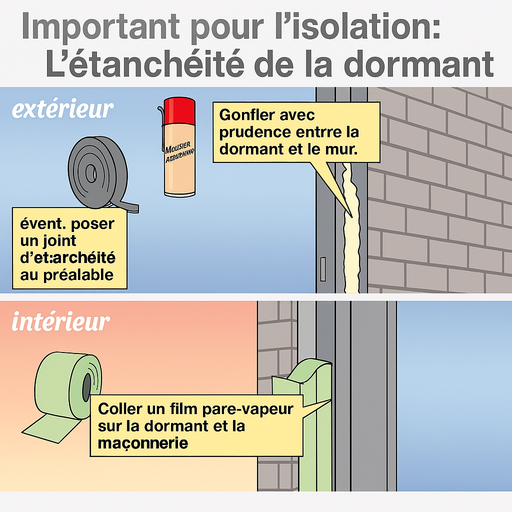 Image d'information : Important pour l'isolation : L'étanchéité de la huisserie