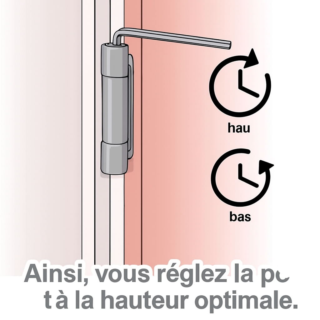 Image d'information Réglage de la porte d’entrée à la bonne hauteur