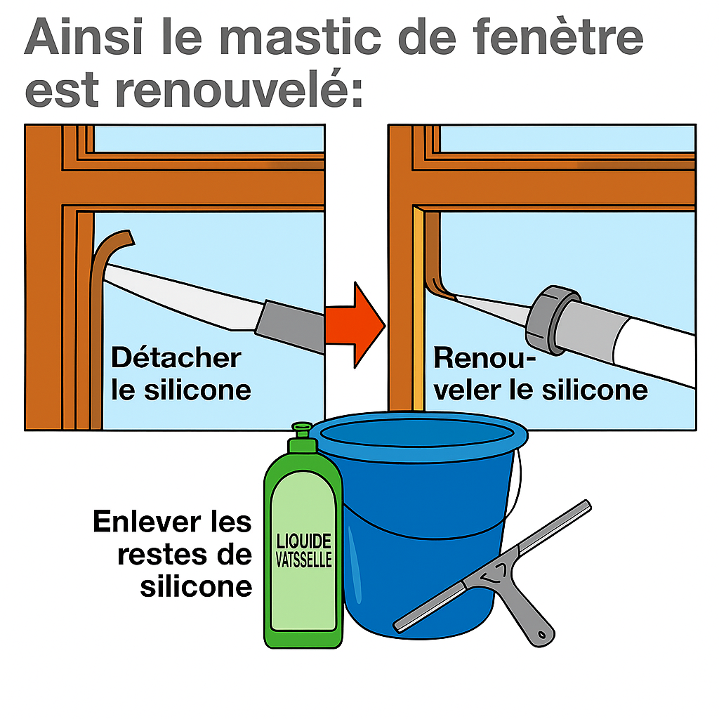 Image d'information Comment le mastic de fenêtre est renouvelé