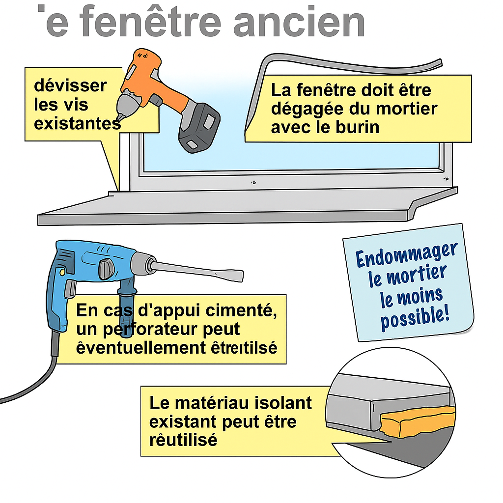 Image d'information Que dois-je faire pour retirer l'ancien appui de fenêtre