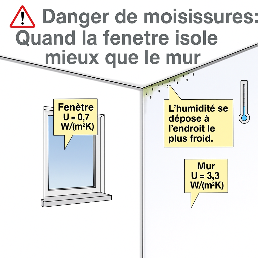 Infobild Schimmelgefahr wenn die Fenster besser dämmen als die Wand