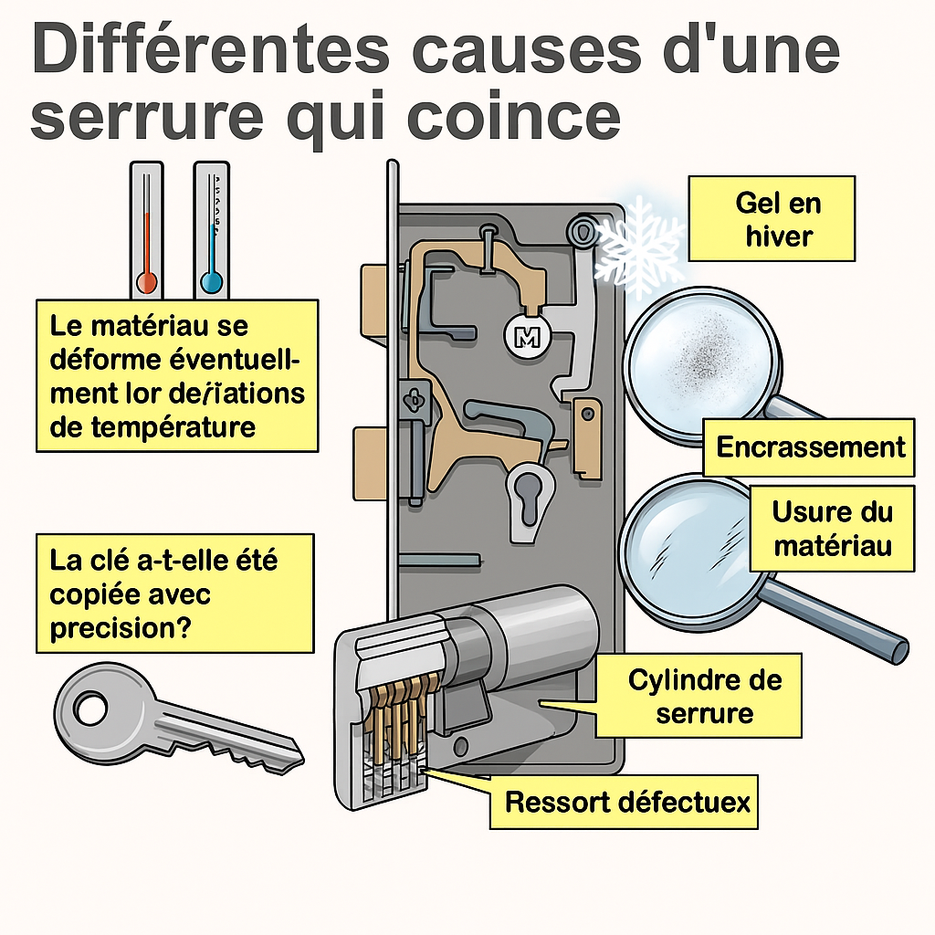 Image d'information Différentes causes d'une serrure coincée