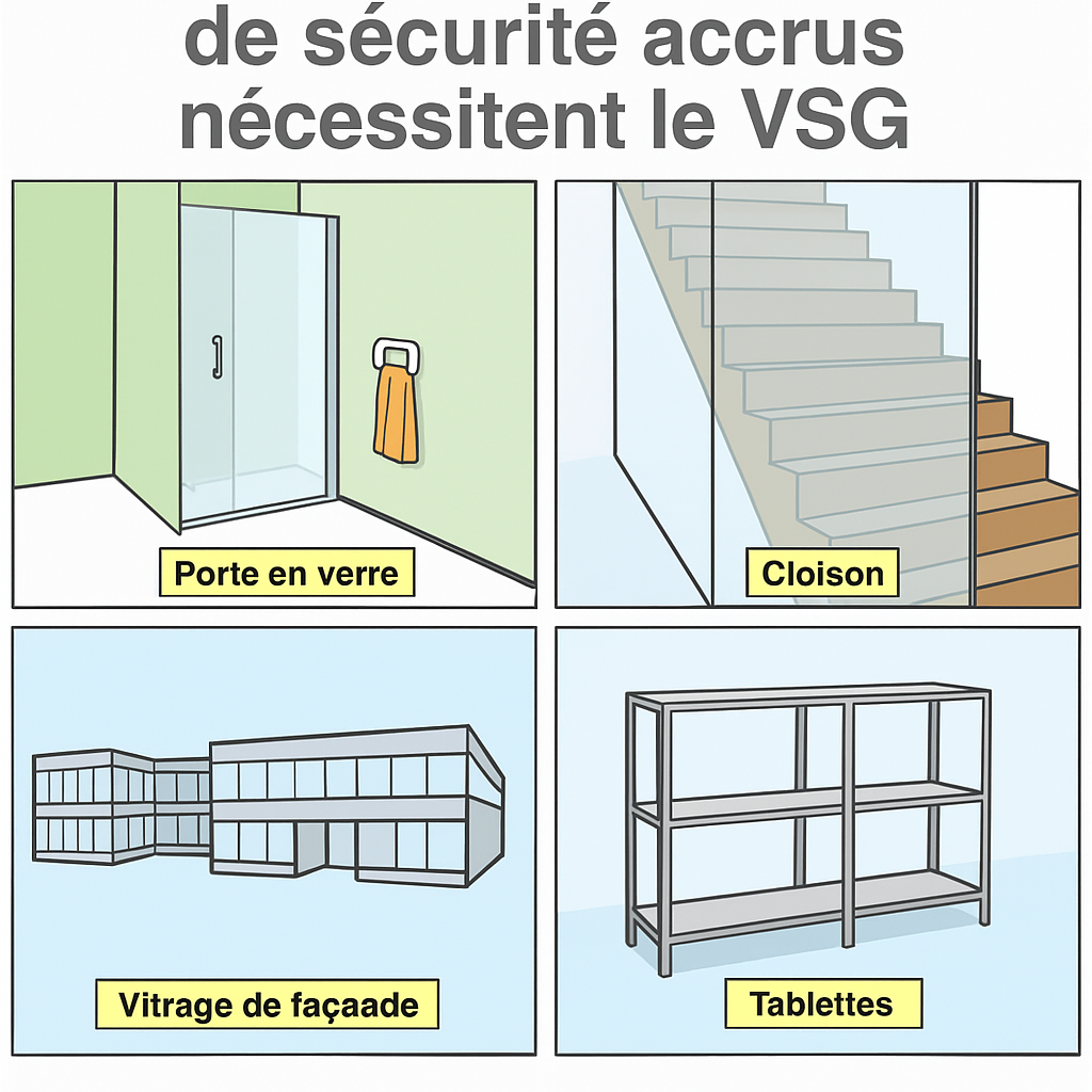 Image d'information sur les domaines d'application du vitrage trempé ESG