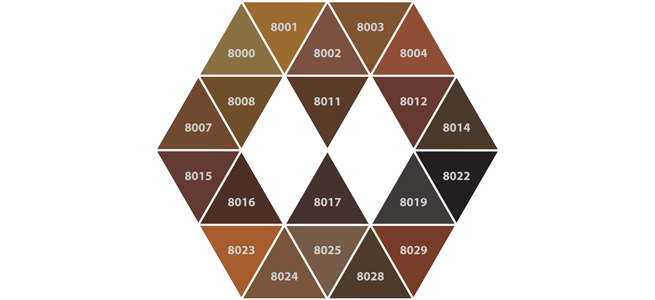 Surfaces de couleur RAL pour le spectre marron
