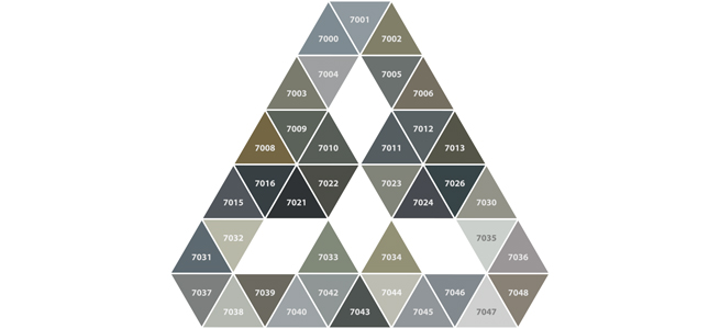 Surfaces de couleur RAL pour le spectre gris