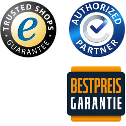 Trustlogos Letwork mit Trusted Shops Gütesiegel, TÜV Authorized Partner Logo und Bestpreis-Garantie-Logo