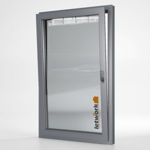 fenêtre aluminium en vue d'ensemble de l'intérieur avec cadre gris