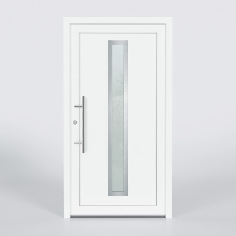 Türfüllung Design 840 in Weiß mit schmalem Glaseinsatz