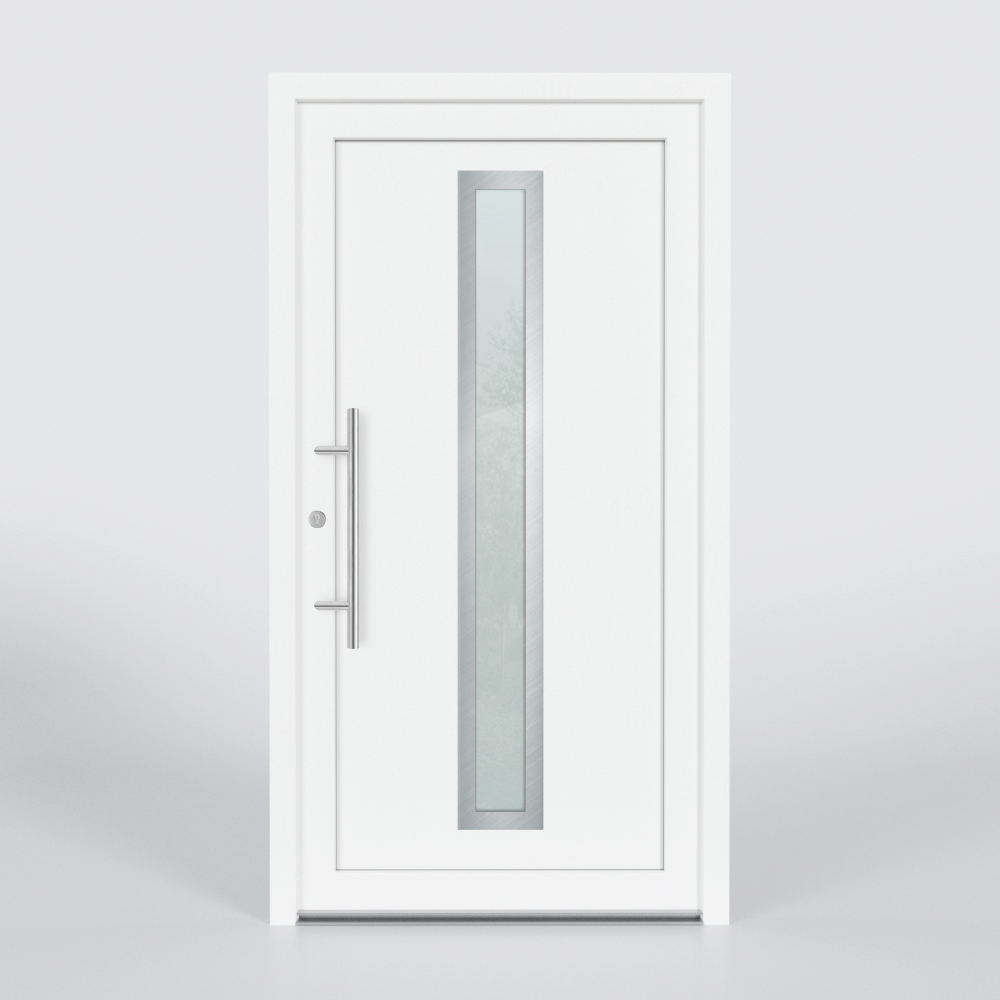 Türfüllung Design 840 in Weiß mit schmalem Glaseinsatz