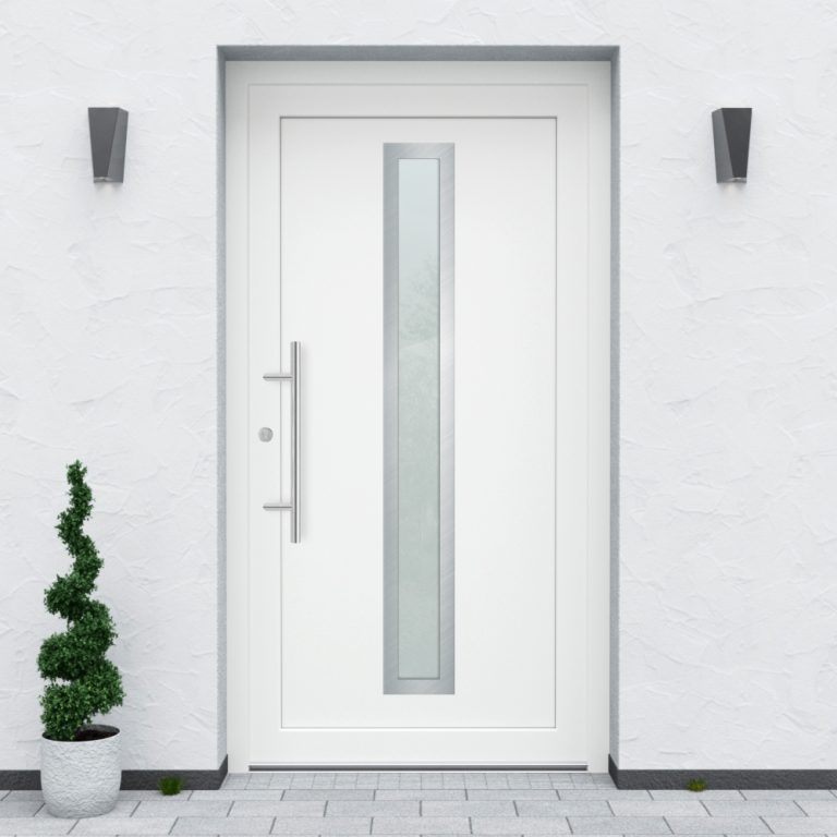 Türfüllung Design 840 in Weiß mit schmalem Glaseinsatz