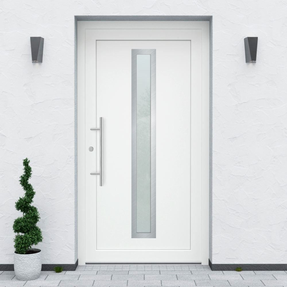 Türfüllung Design 840 in Weiß mit schmalem Glaseinsatz