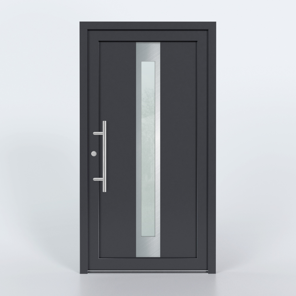 Türfüllung Design 844 in Anthrazit mit schmalem Glaseinsatz in der Mitte des Türblattes