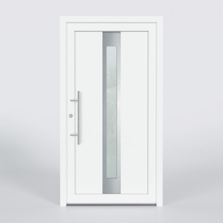 Türfüllung Design 844 in Weiß mit schmalem Glaseinsatz in der Mitte des Türblattes