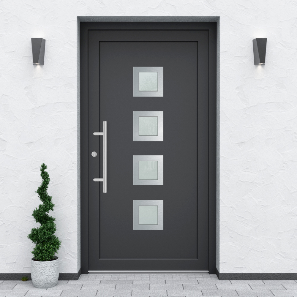 Türfüllung Design 850 in Anthrazit mit vier Glaseinsätzen