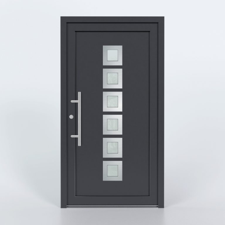 Türfüllung Design 853 in Anthrazit mit sechs Glaseinsätzen