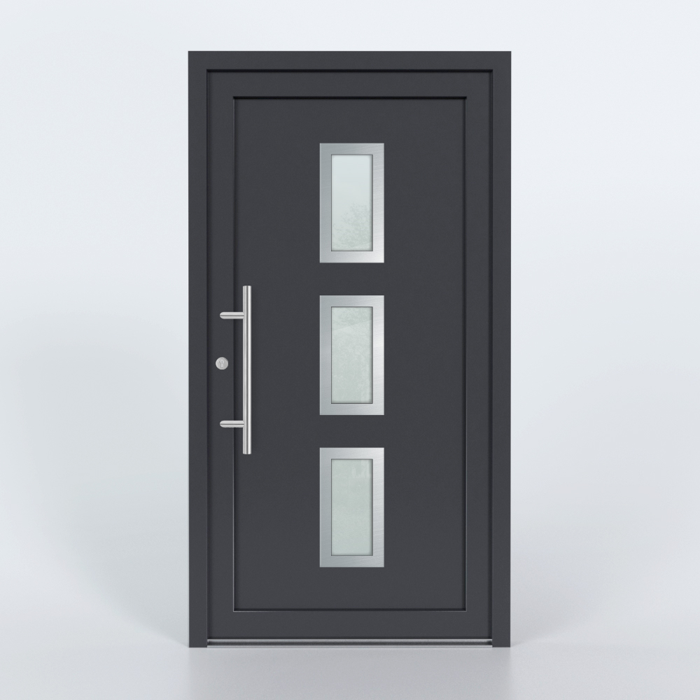 Türfüllung Design 8541 in Anthrazit mit 3 Glaseinsätzen
