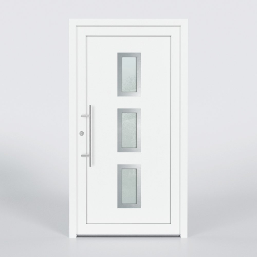 Türfüllung Design 8541 in Weiß mit 3 Glaseinsätzen