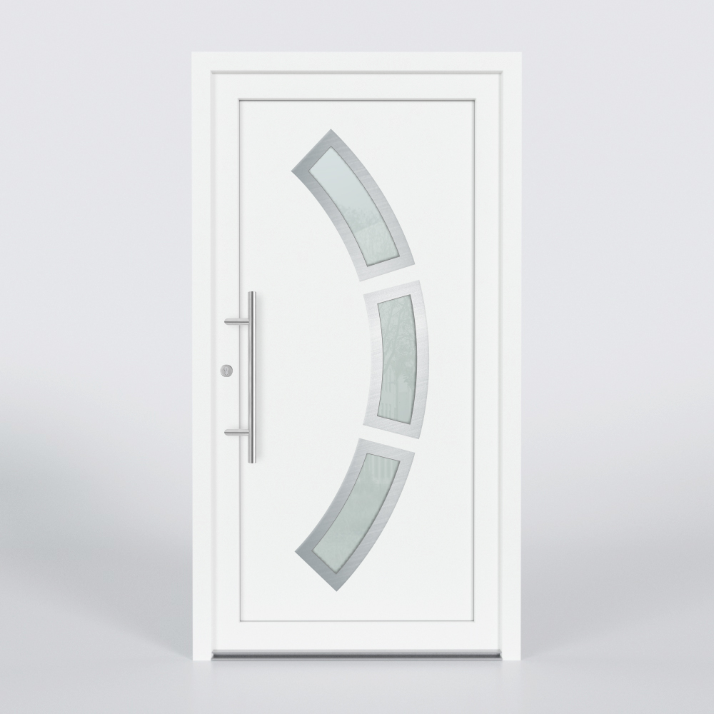 Türfüllung Design 870 in Weiß mit drei Glaseinsätzen