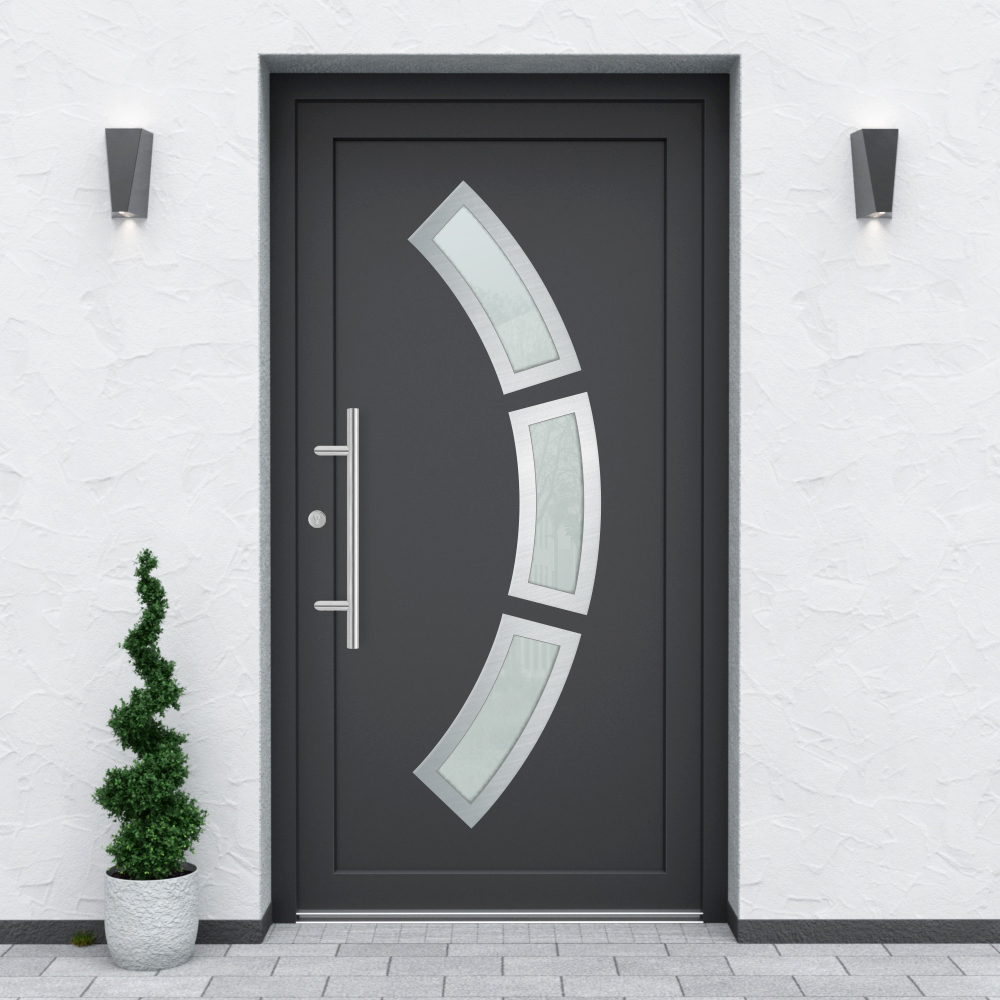 Türfüllung Design 870 in Anthrazit mit drei Glaseinsätzen