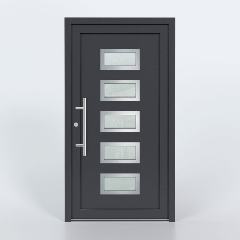 Türfüllung Design 8551 in Anthrazit mit 5 Glaseinsätzen