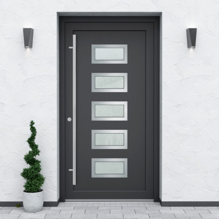 Türfüllung Design 8551 in Anthrazit mit 5 Glaseinsätzen