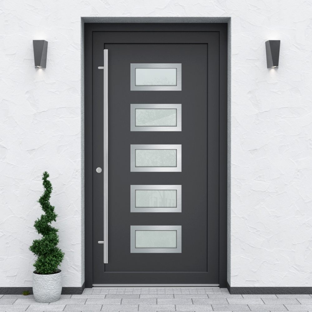 Türfüllung Design 8551 in Anthrazit mit 5 Glaseinsätzen