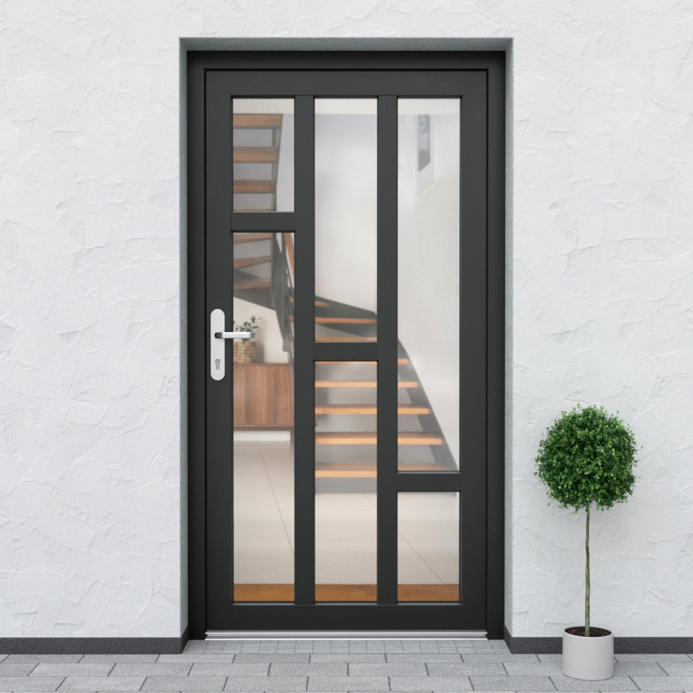 Porte de service en PVC au design N60 en anthracite