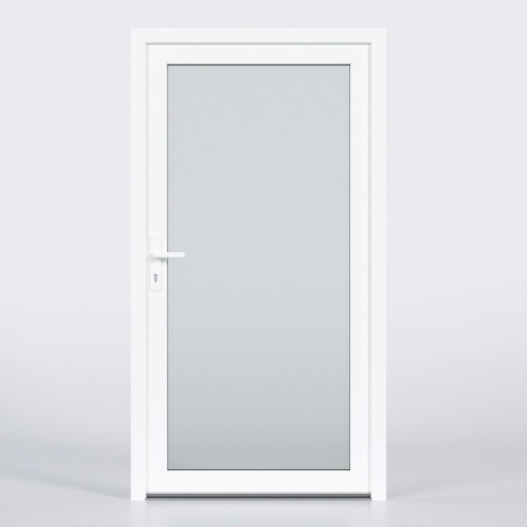 Nebeneingangstür aus Kunststoff im Design N10 in Weiß mit Glasfüllung