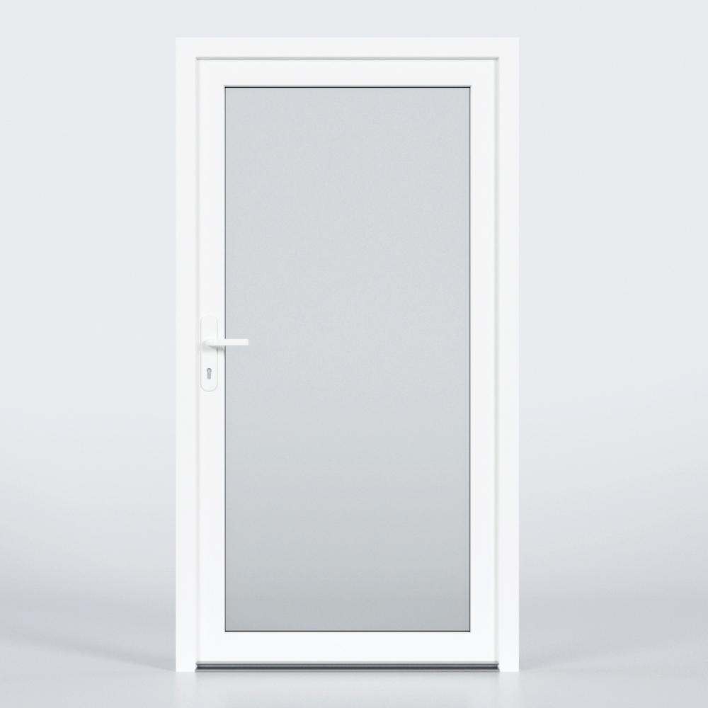Nebeneingangstür aus Kunststoff im Design N10 in Weiß mit Glasfüllung