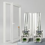 Schüco CT 70 Kunststofffenster in weiß mit Zweifachverglasung mit Blick in beide Designvarianten als Profile im Hintergrund ein komplettes Fenster mit offenem Flügel