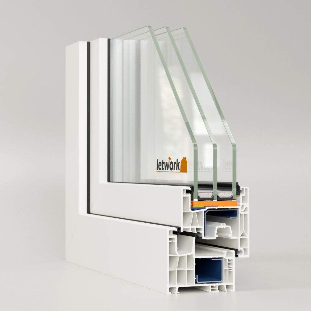 Aluplast Ideal Neo 76 MD Kunststofffenster Profilecke mit Mitteldichtung