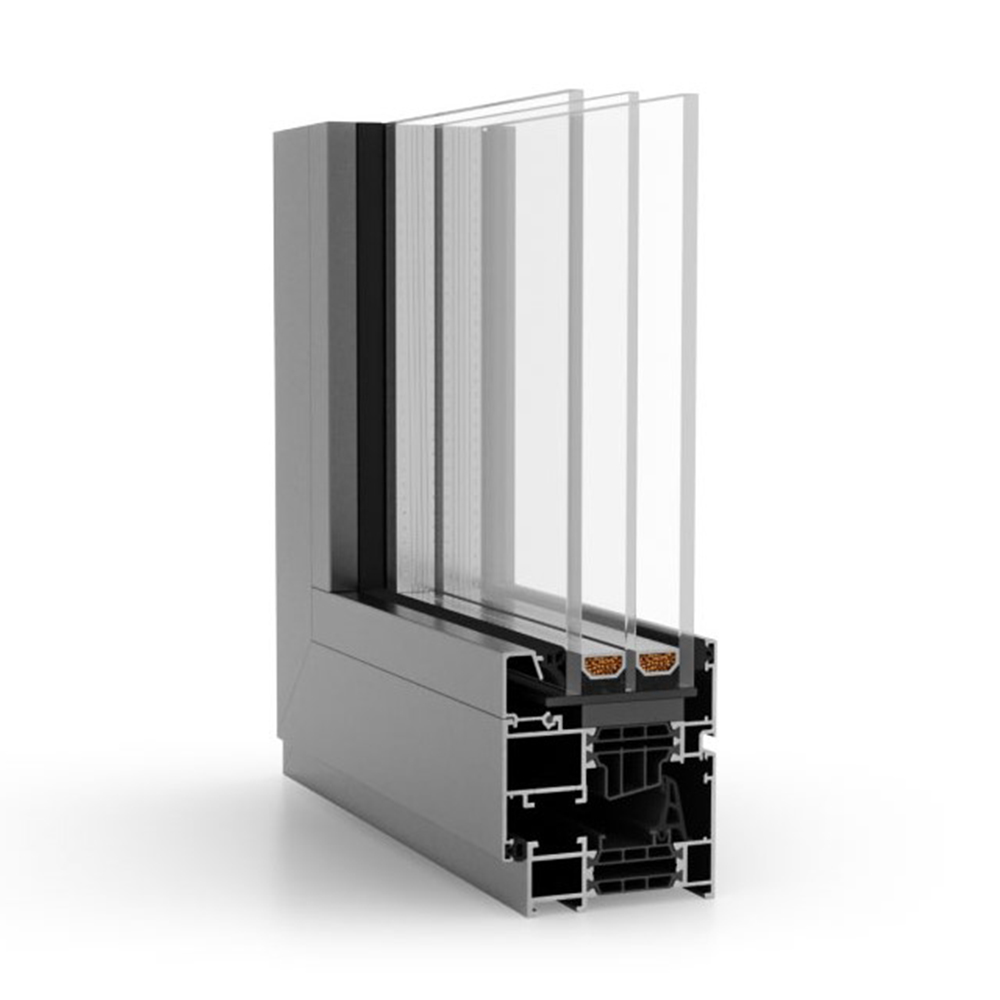 Fenêtre en aluminium Aluprof MB-79N avec triple vitrage en angle de fenêtre