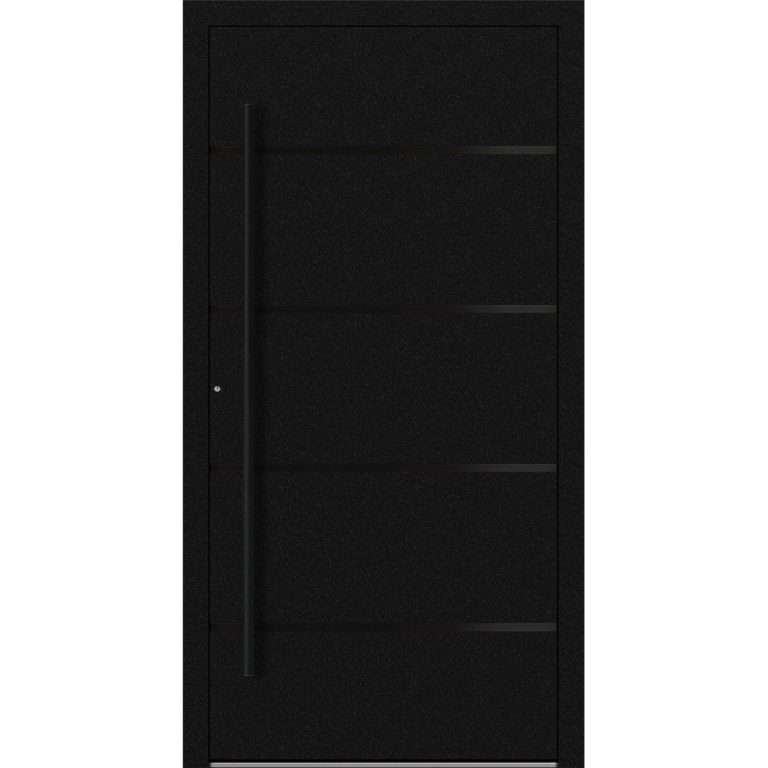 Aluminium-Haustür Feldmann und Mayer P90 und SL75 Design Blackline M22 in Schwarz mit schwarzen Griffen