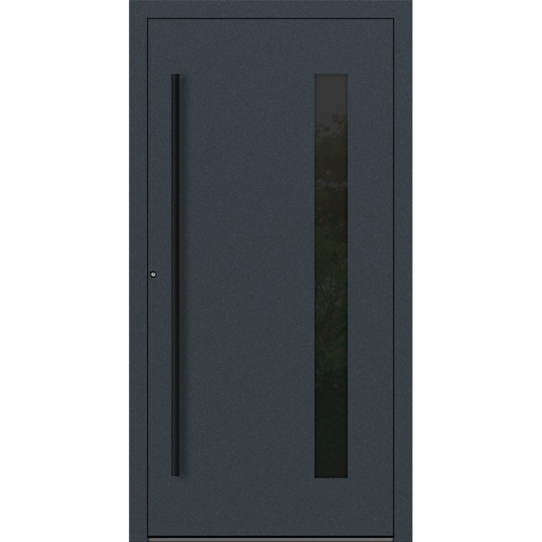 Aluminium-Haustür Feldmann und Mayer P90 und SL75 Design Blackline RC2 M24 in Anthrazit RAL7016 mit Glaseinsatz