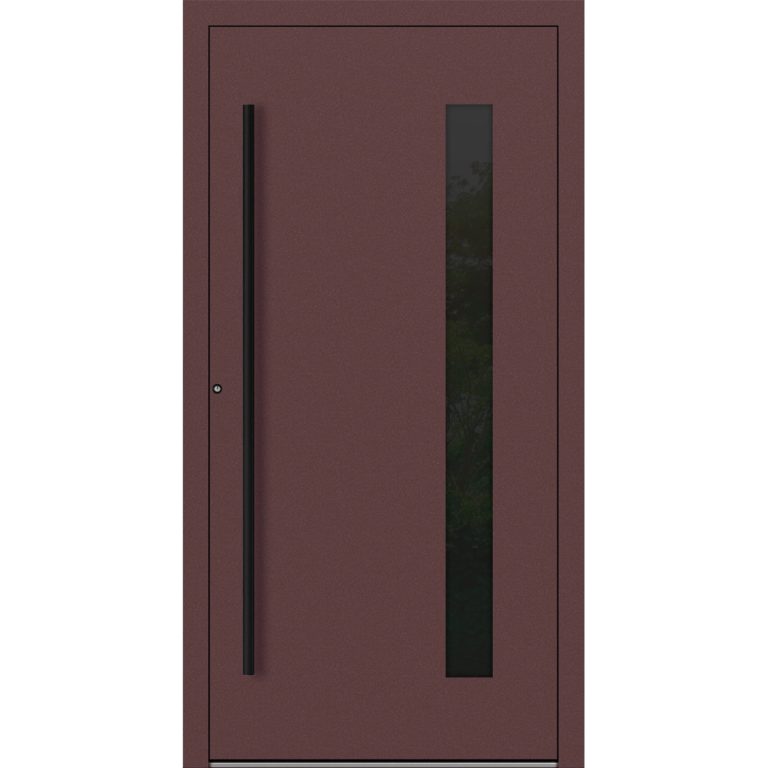 Aluminium-Haustür Feldmann und Mayer P90 und SL75 Design Blackline RC2 M24 in Rotbraun mit Glaseinsatz