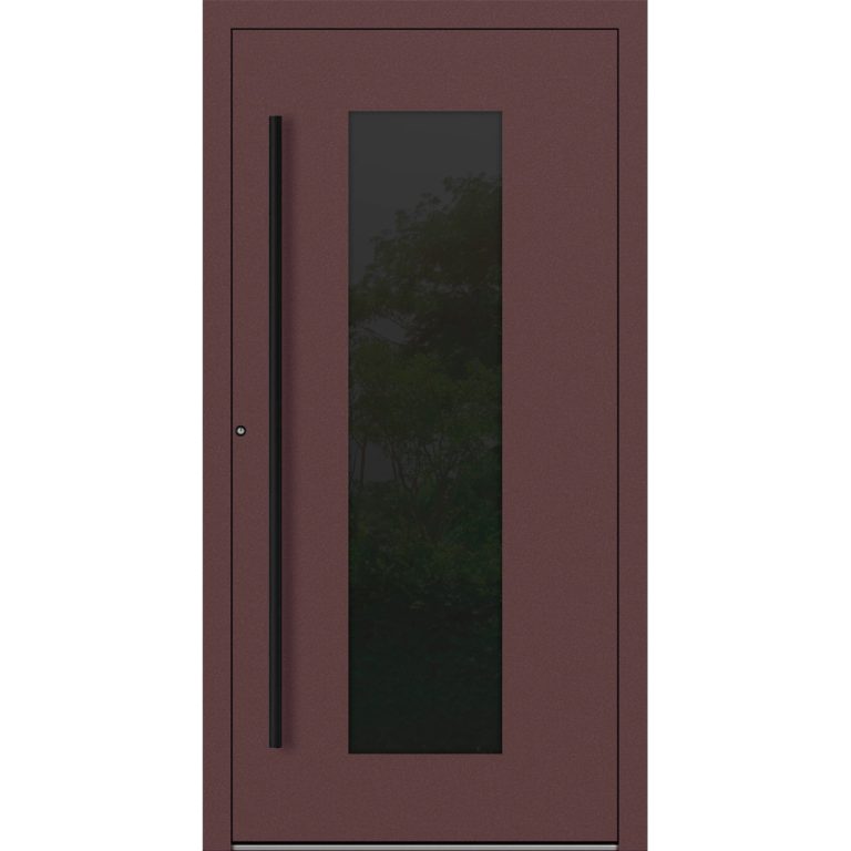 Aluminium-Haustür Feldmann und Mayer P90 und SL75 Design Blackline RC2 M28 in Rotbraun mit Glaseinsatz