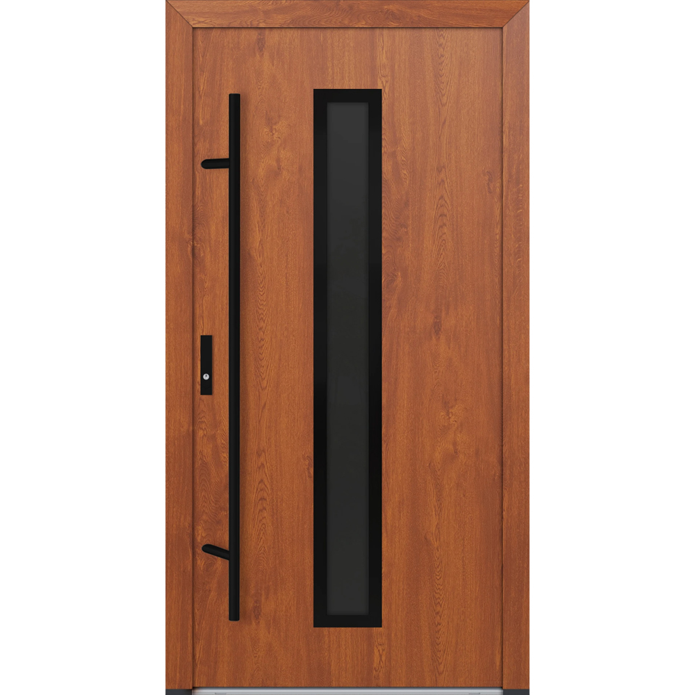 Feldmann und Mayer Aluminium-Haustür DS82 Design Blackline M21 in Golden Oak